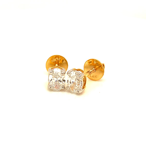 (LD) Aretes con diamantes de laboratorio en oro amarillo 14kt.