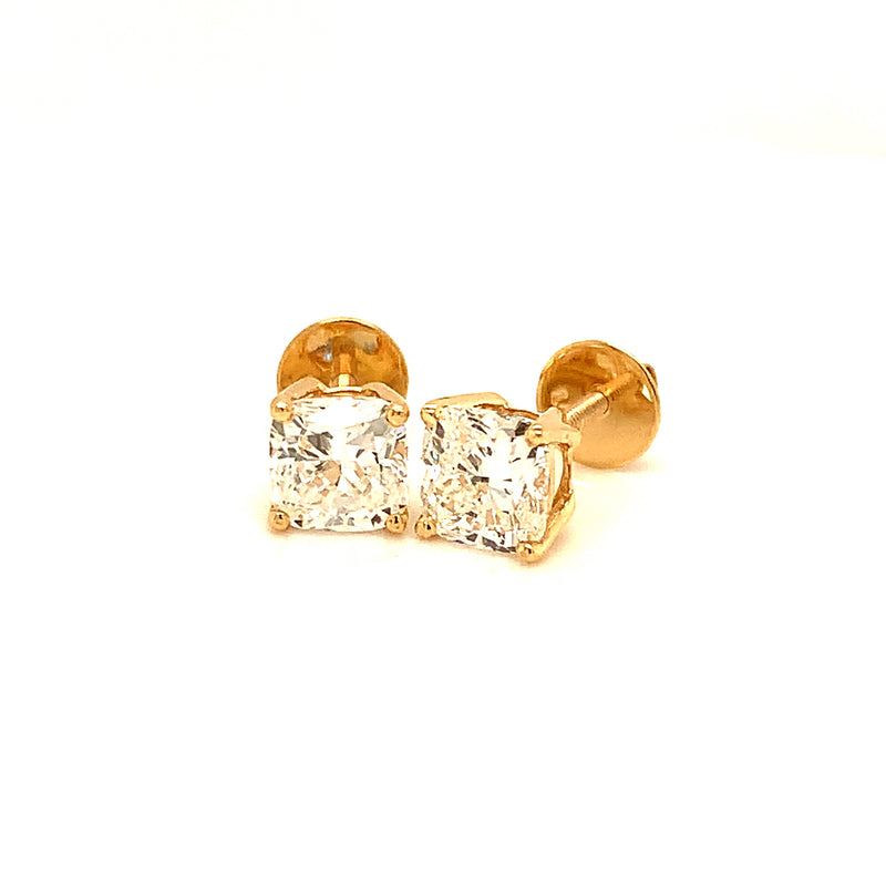 (LD) Aretes con diamantes de laboratorio en oro dos tonos 14kt.