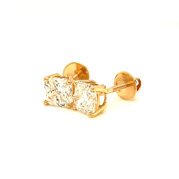 (LD) Aretes con diamantes de laboratorio en oro dos tonos 14kt.