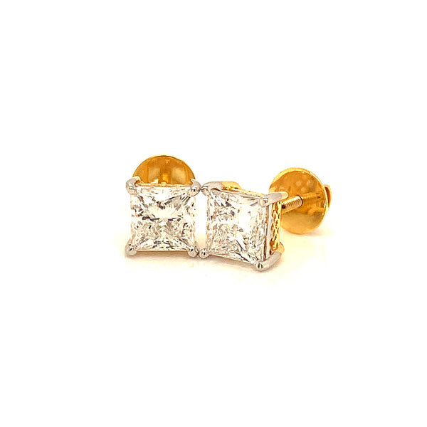 (LD) Aretes con diamantes de laboratorio en oro dos tonos 14kt.