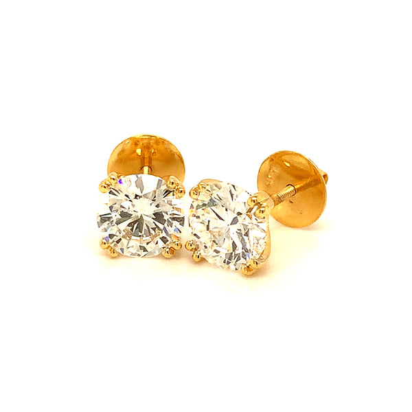 (LD) Aretes con diamantes de laboratorio en oro amarillo 14kt.