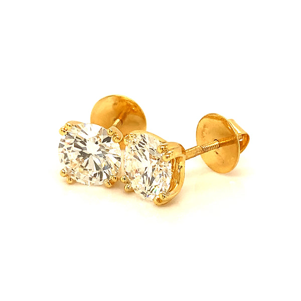 (LD) Aretes con diamantes de laboratorio en oro amarillo 14kt.
