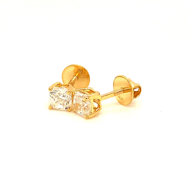 (LD) Aretes con diamantes de laboratorio en oro amarillo 14kt.