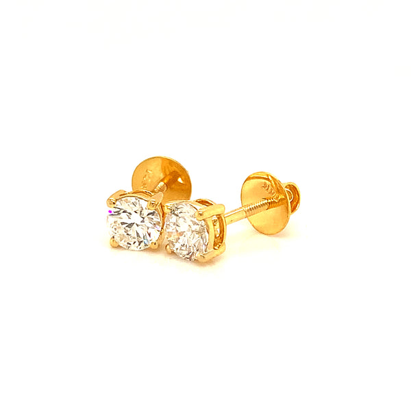(LD) Aretes con diamantes de laboratorio en oro amarillo 14kt.