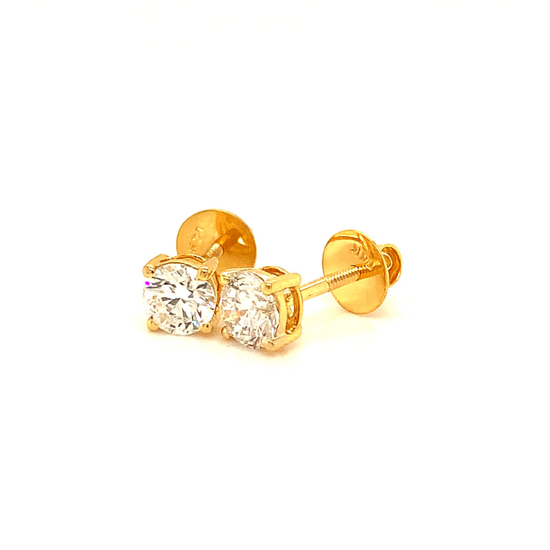 (LD) Aretes con diamantes de laboratorio en oro amarillo 14kt.
