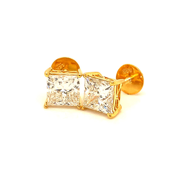 (LD) Aretes con diamantes de laboratorio en oro amarillo 14kt.