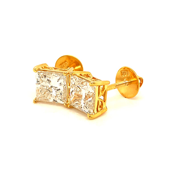 (LD) Aretes con diamantes de laboratorio en oro amarillo 14kt.