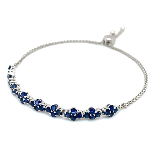 Pulsera ajustable de zafiros en plata 925  ANTES:  $180.00