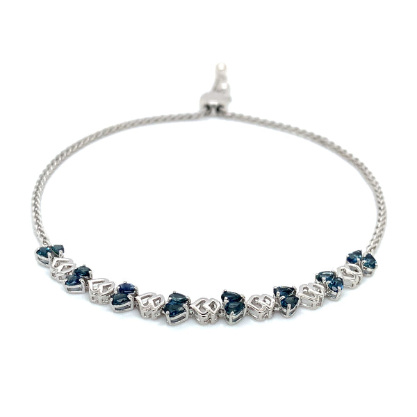 Pulsera ajustable de zafiros en plata 925  ANTES:  $165.00