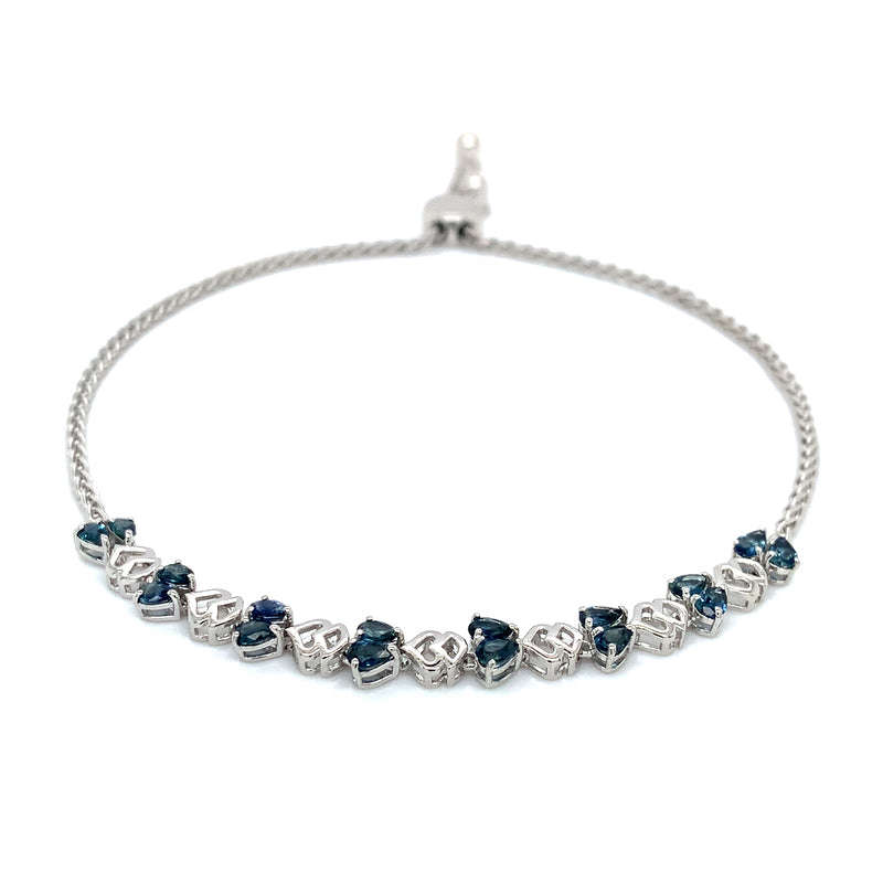 Pulsera ajustable de zafiros en plata 925  ANTES:  $165.00