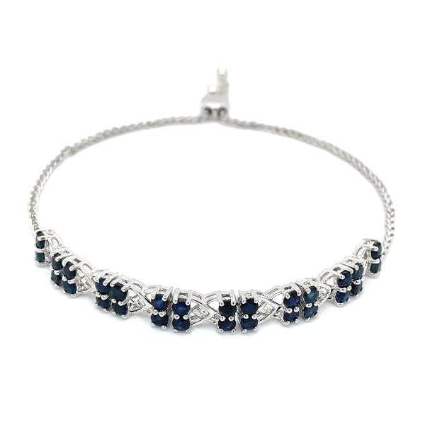 Pulsera ajustable de zafiros en plata 925  ANTES:  $165.00