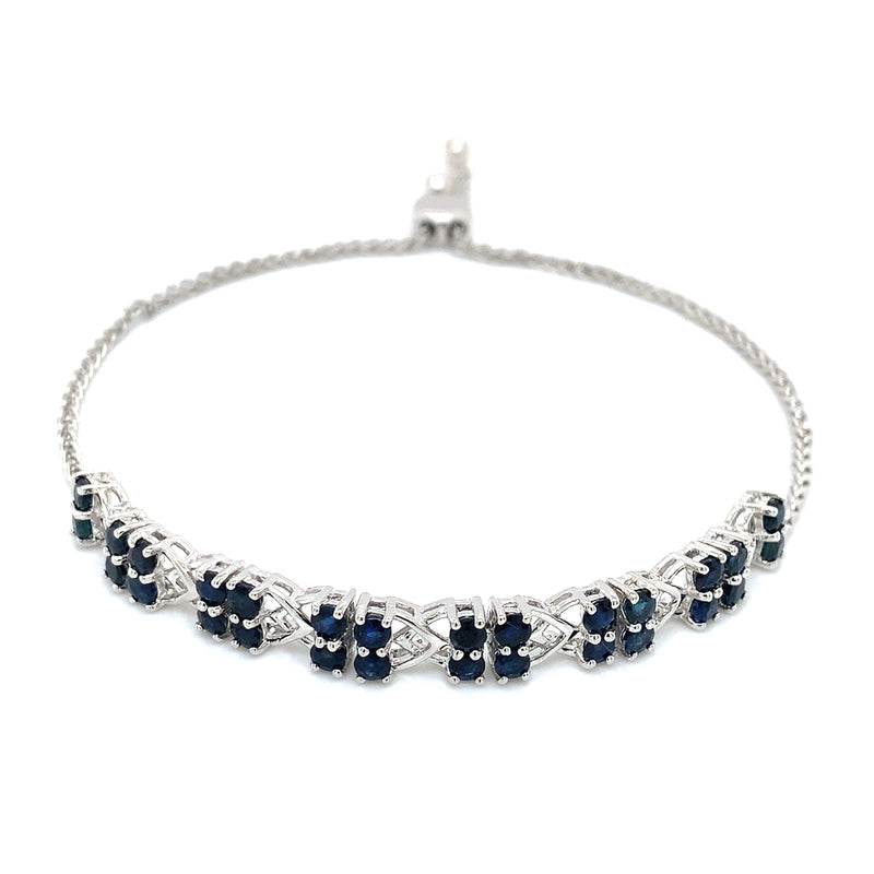 Pulsera ajustable de zafiros en plata 925  ANTES:  $165.00