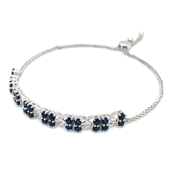 Pulsera ajustable de zafiros en plata 925  ANTES:  $165.00