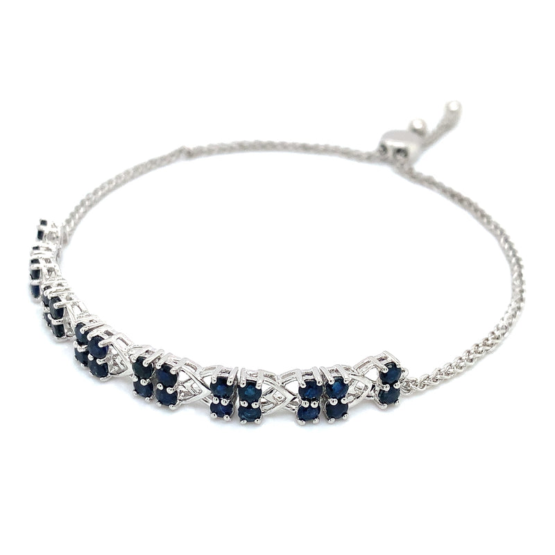 Pulsera ajustable de zafiros en plata 925  ANTES:  $165.00