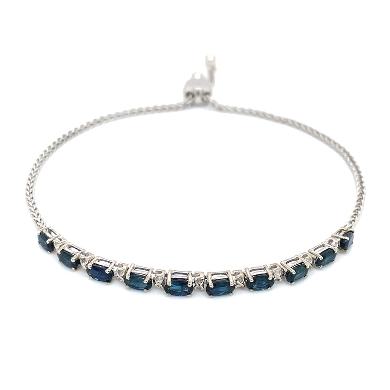 Pulsera ajustable de zafiros en plata 925  ANTES:  $165.00