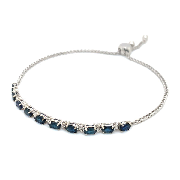 Pulsera ajustable de zafiros en plata 925  ANTES:  $165.00