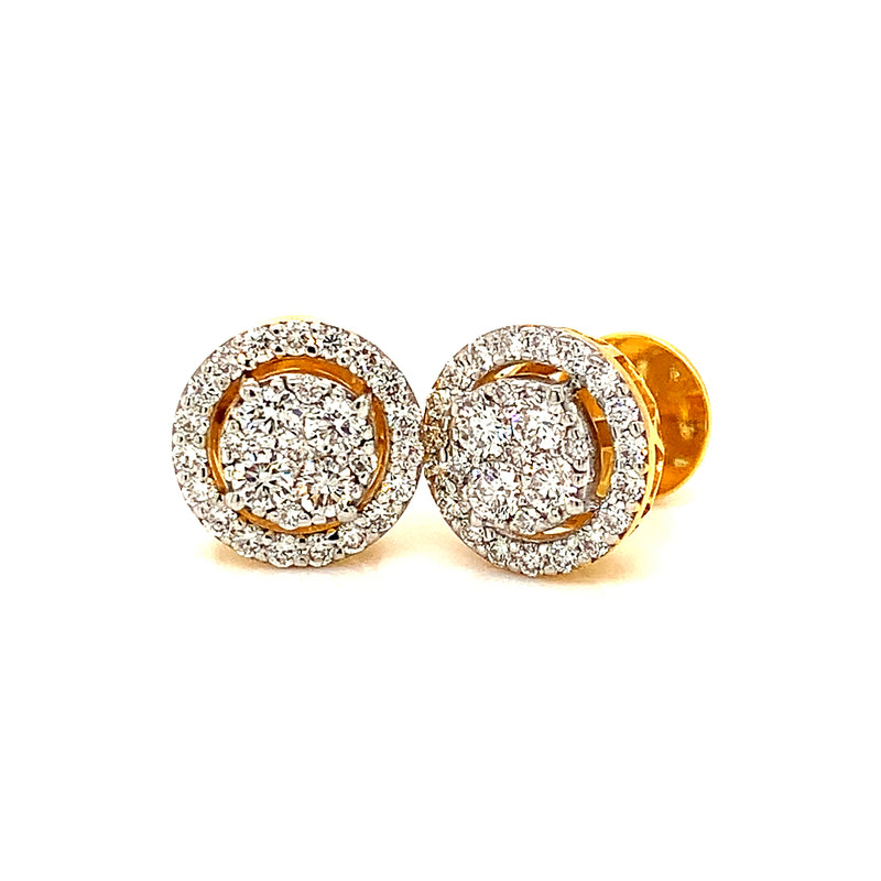 (LD) Aretes con diamantes de laboratorio en oro amarillo 14kt. D-1.10Cts.