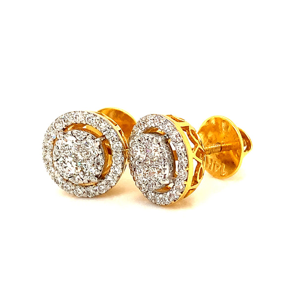 (LD) Aretes con diamantes de laboratorio en oro amarillo 14kt. D-1.10Cts.
