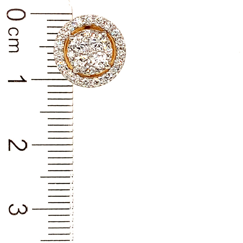 (LD) Aretes con diamantes de laboratorio en oro amarillo 14kt. D-1.10Cts.