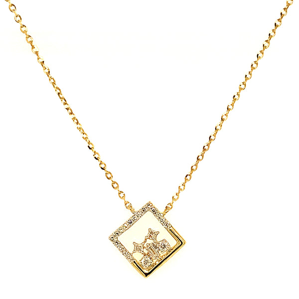 (LD) Collar con diamantes de laboratorio en oro amarillo 10kt.45cm D-0.10Cts.