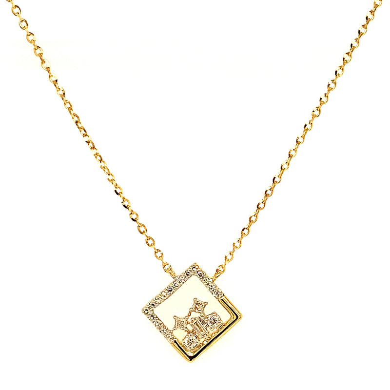 (LD) Collar con diamantes de laboratorio en oro amarillo 10kt.45cm D-0.10Cts.
