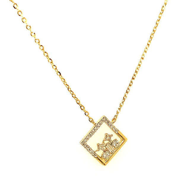 (LD) Collar con diamantes de laboratorio en oro amarillo 10kt.45cm D-0.10Cts.