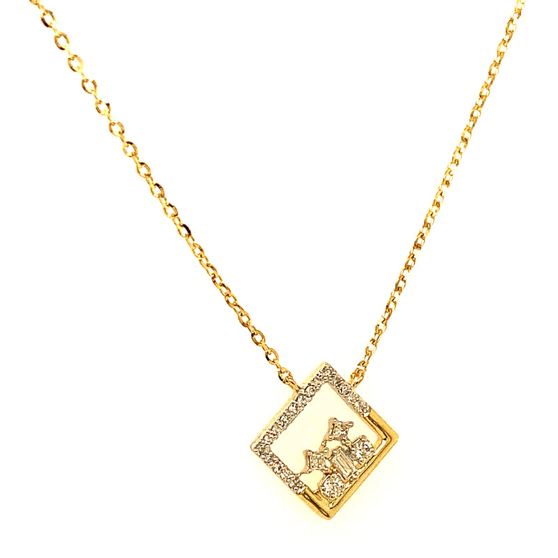 (LD) Collar con diamantes de laboratorio en oro amarillo 10kt.45cm D-0.10Cts.