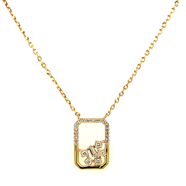 (LD) Collar con diamantes de laboratorio en oro amarillo 10kt.45cm D-0.10Cts.