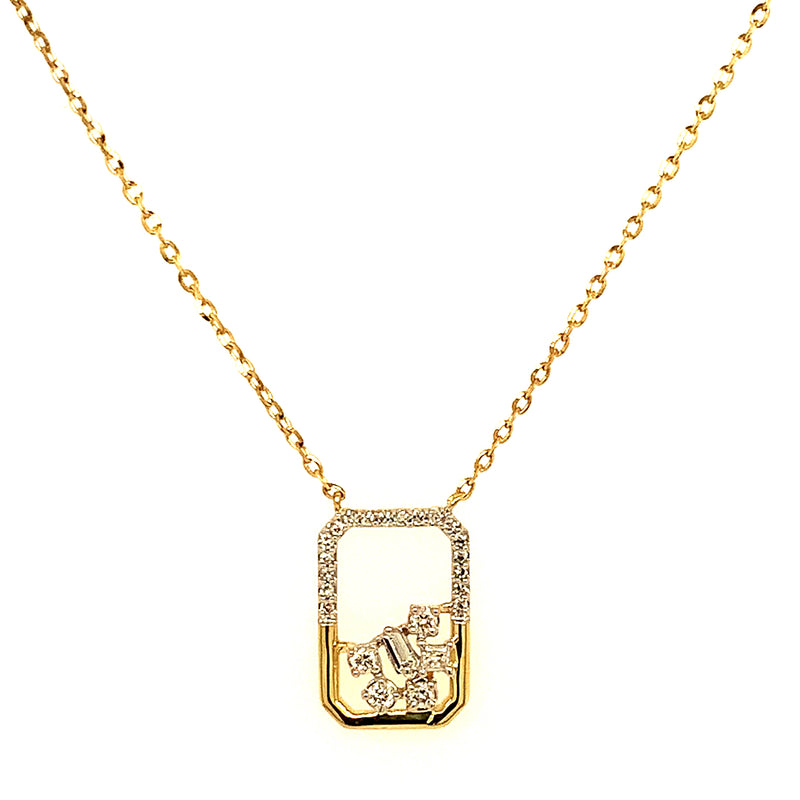(LD) Collar con diamantes de laboratorio en oro amarillo 10kt.45cm D-0.10Cts.