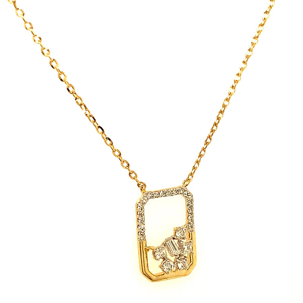 (LD) Collar con diamantes de laboratorio en oro amarillo 10kt.45cm D-0.10Cts.