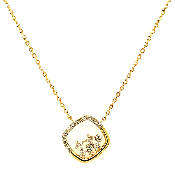 (LD) Collar con diamantes de laboratorio en oro amarillo 10kt.45cm D-0.12Cts.