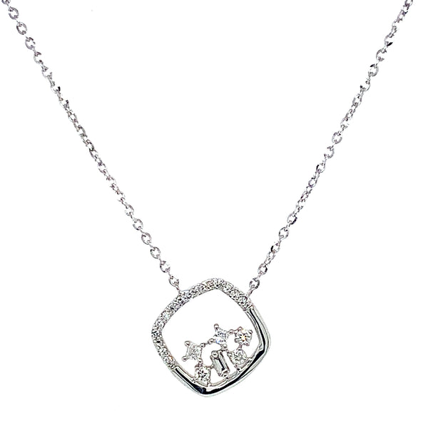 (LD) Collar con diamantes de laboratorio en oro blanco 10kt. 45cm D-0.12Cts.