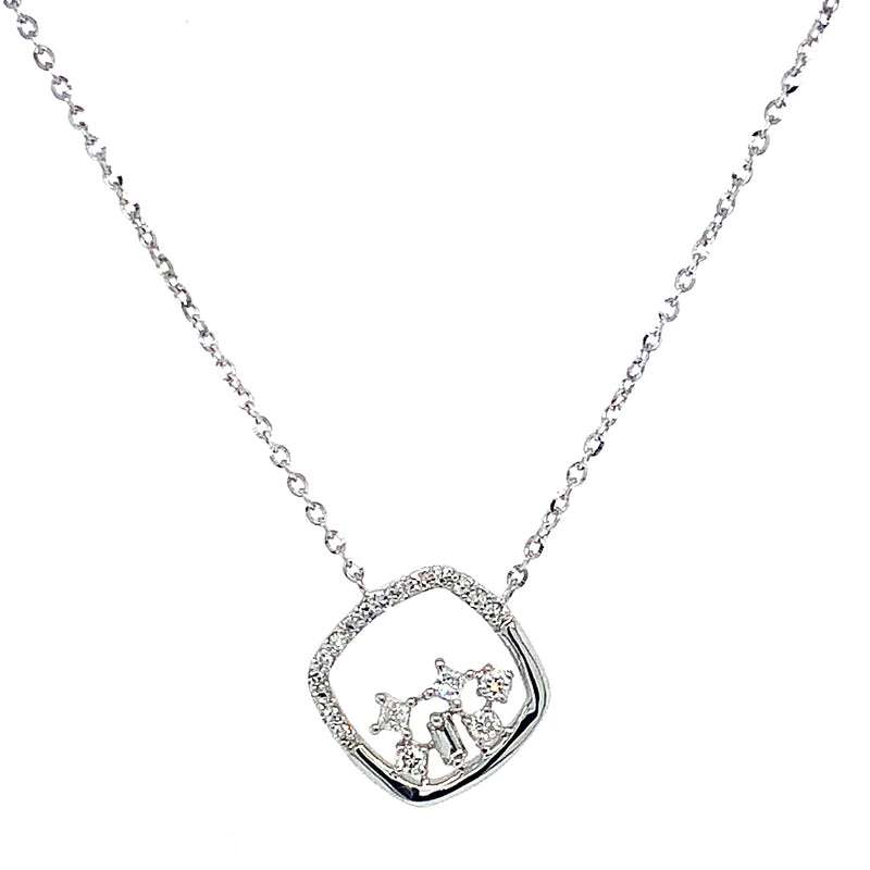 (LD) Collar con diamantes de laboratorio en oro blanco 10kt. 45cm D-0.12Cts.