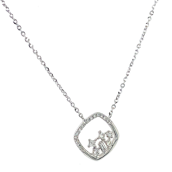 (LD) Collar con diamantes de laboratorio en oro blanco 10kt. 45cm D-0.12Cts.