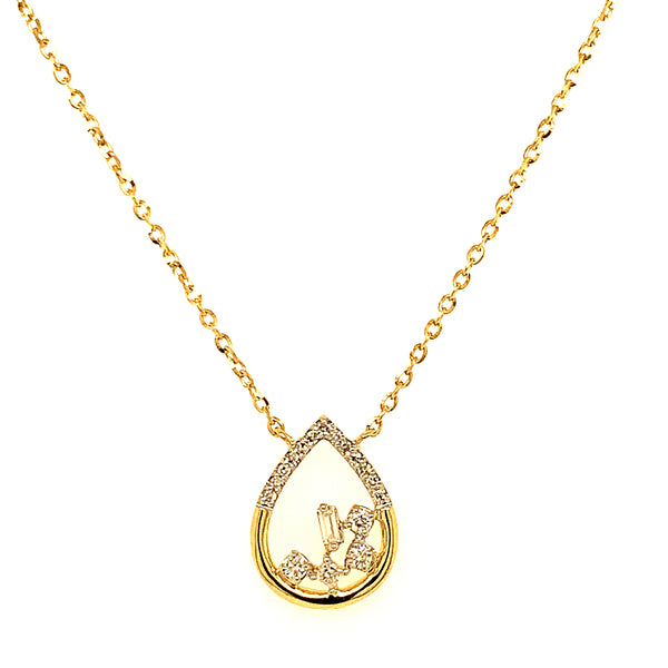 (LD) Collar con diamantes de laboratorio en oro amarillo 10kt.45cm D-0.10Cts.