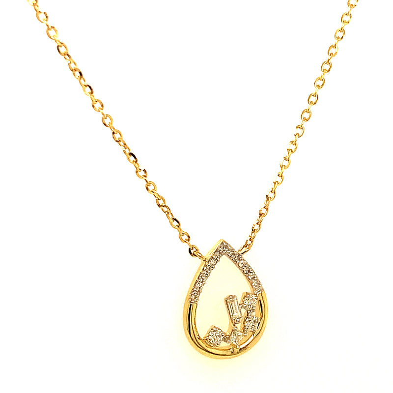 (LD) Collar con diamantes de laboratorio en oro amarillo 10kt.45cm D-0.10Cts.