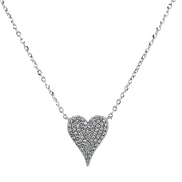 (LD) Collar (corazón) con diamantes de laboratorio en oro blanco 10kt. 45cm D-0.15Cts.