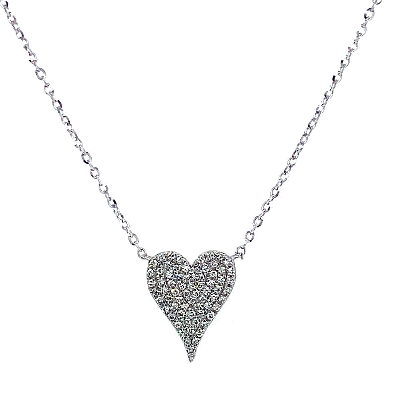 (LD) Collar (corazón) con diamantes de laboratorio en oro blanco 10kt. 45cm D-0.15Cts.