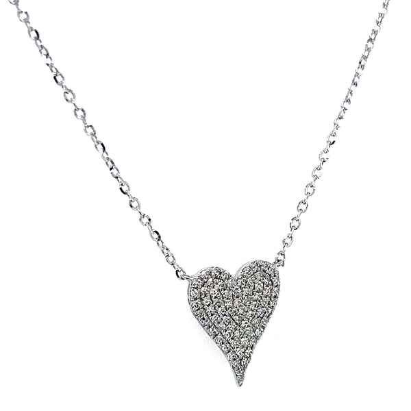 (LD) Collar (corazón) con diamantes de laboratorio en oro blanco 10kt. 45cm D-0.15Cts.