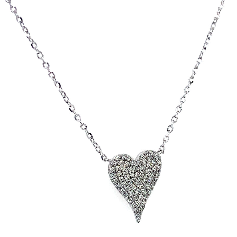 (LD) Collar (corazón) con diamantes de laboratorio en oro blanco 10kt. 45cm D-0.15Cts.