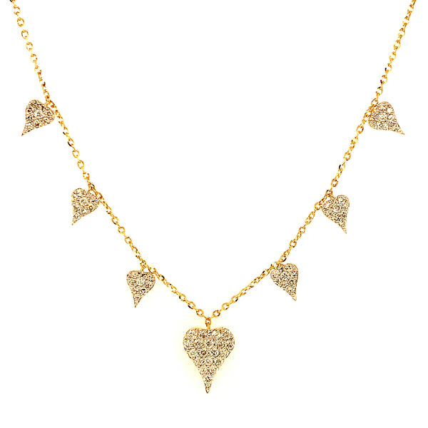 (LD) Collar (corazones) con diamantes de laboratorio en oro amarillo 10kt. 45cm D-0.50Cts.