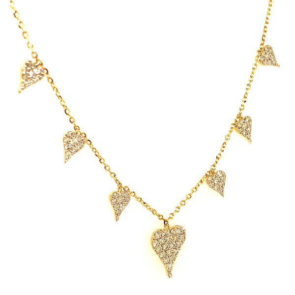(LD) Collar (corazones) con diamantes de laboratorio en oro amarillo 10kt. 45cm D-0.50Cts.