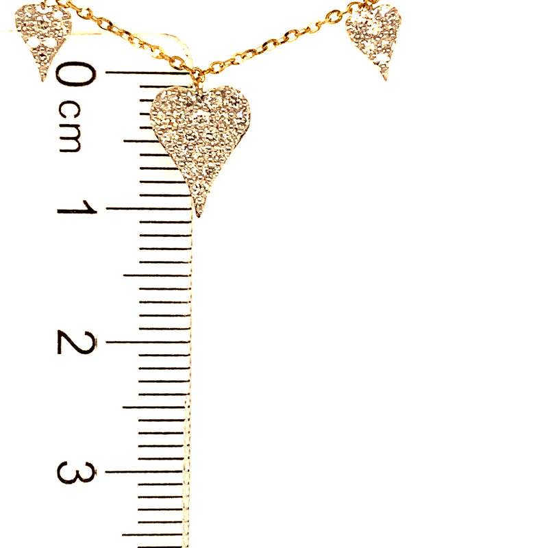 (LD) Collar (corazones) con diamantes de laboratorio en oro amarillo 10kt. 45cm D-0.50Cts.