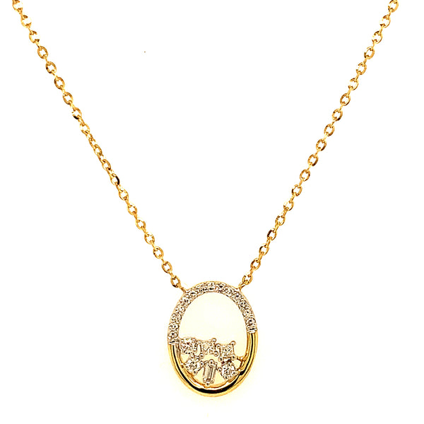(LD) Collar con diamantes de laboratorio en oro amarillo 10kt.45cm D-0.10Cts.