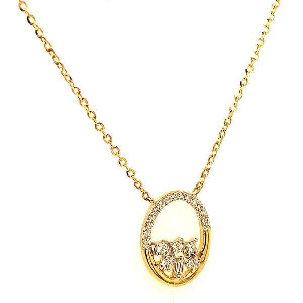 (LD) Collar con diamantes de laboratorio en oro amarillo 10kt.45cm D-0.10Cts.