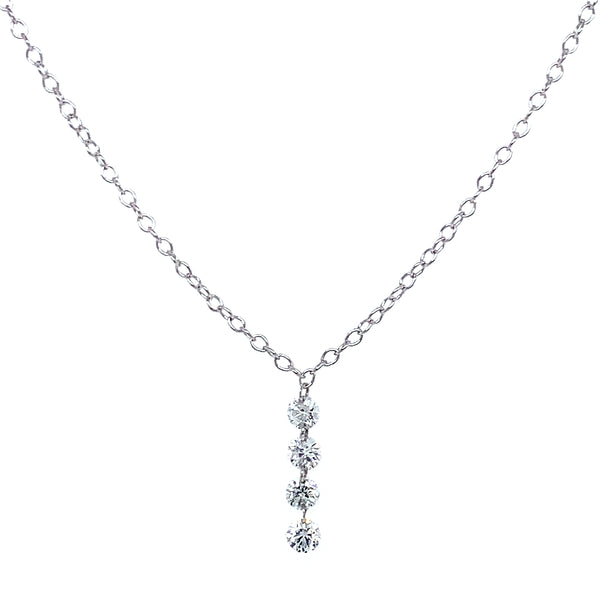 (LD) Collar con diamantes de laboratorio en oro blanco 10kt. 45cm D-0.25Cts.