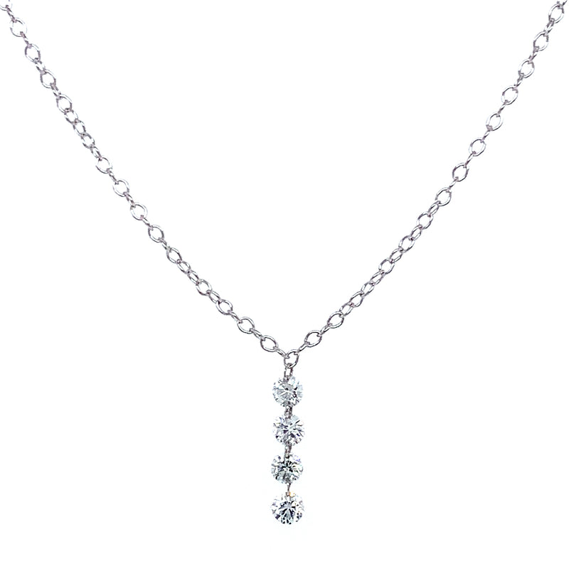 (LD) Collar con diamantes de laboratorio en oro blanco 10kt. 45cm D-0.25Cts.