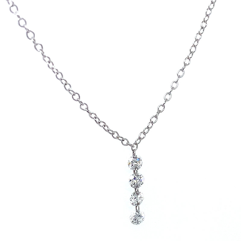 (LD) Collar con diamantes de laboratorio en oro blanco 10kt. 45cm D-0.25Cts.
