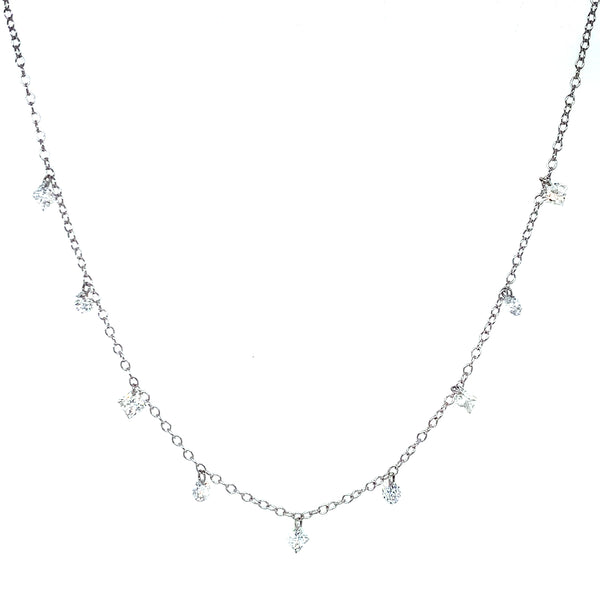 (LD) Collar con diamantes de laboratorio en oro blanco 10kt. 45cm D-1.00Cts.