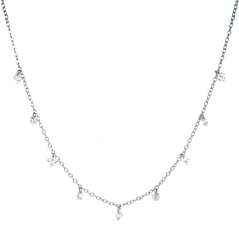 (LD) Collar con diamantes de laboratorio en oro blanco 10kt. 45cm D-1.00Cts.